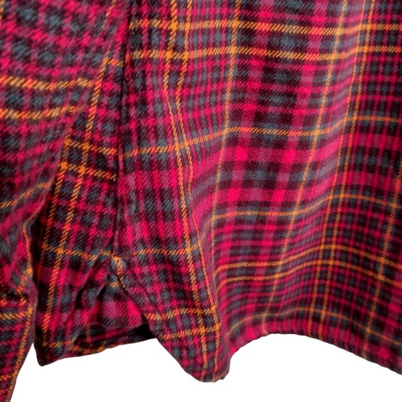 Woolrich Pemberton Flannel Shirt Women Large Oink Blue Gold Plaid Cabincore Work - Picture 10 of 12